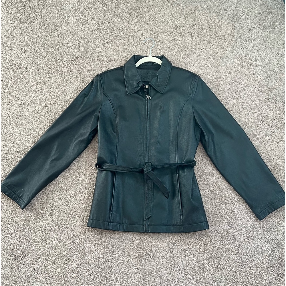 Vintage Jaqueline Ferrar Black Leather Jacket. Size Medium.